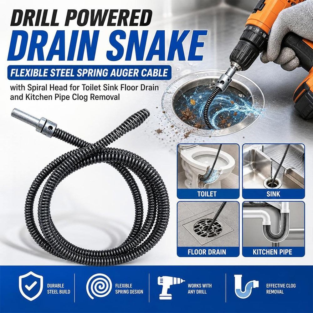 Drain Snake Flexible - Steel Drain Snake Drill Powered Flexible